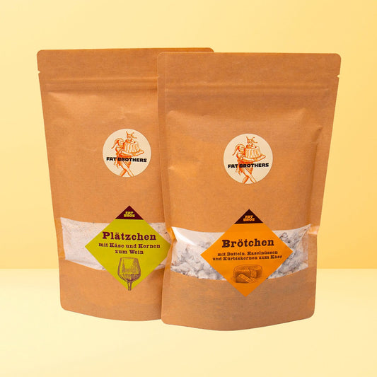 Party Leckereien Vollkorn Käsecracker und Dattelbrot Backmischungen