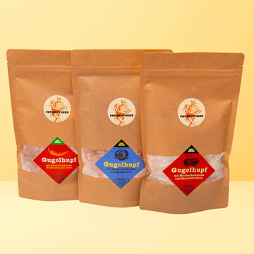 Sensationelle Schokoladen Gugelhupfe Himbeere Kirsche und Blaubeere Backmischungen