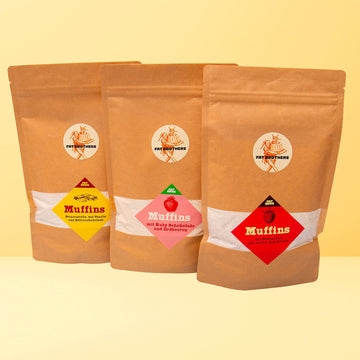 Ein Farbenfrohes Set für Stracciatella Erdbeer und Himbeer Muffins Backmischungen