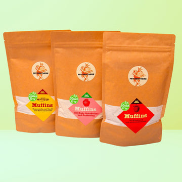 Glutenfreie Muffins Bunter Set Stracciatella Erdbeere und Himbeere Backmischungen