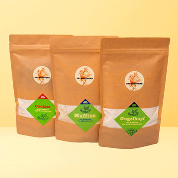 Trio von Backmischungen für Pistazienliebhaber Muffins Cookies und Gugelhupf