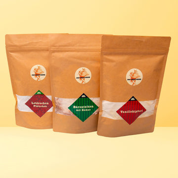 Weihnachtsset für Lebkuchenplätzchen Bärentatzen und Vanillekipferl Backmischungen