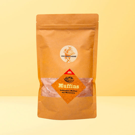 Lebkuchenmuffins mit Nüßen und Kakao Weniger Zucker Backmischung