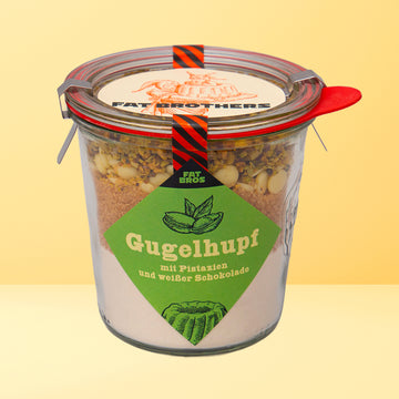 Gugelhupf mit Weißer Schokolade und Pistazien Backmischung im Weck-Glas