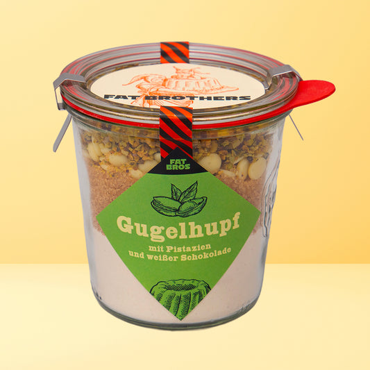 Gugelhupf mit Weißer Schokolade und Pistazien Backmischung im Weck-Glas
