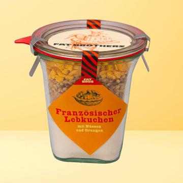 Französischer Lebkuchen mit Nüßen und Orange Backmischung im Weck-Glas