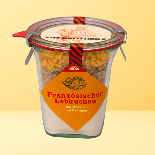 Französischer Lebkuchen mit Nüßen und Orange Backmischung im Weck-Glas