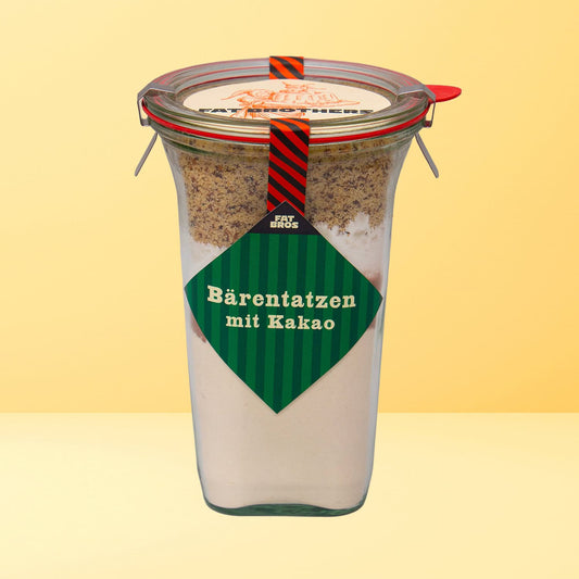 Bärentatzen mit Kakao und Nüßen Backmischung im Weck-Glas