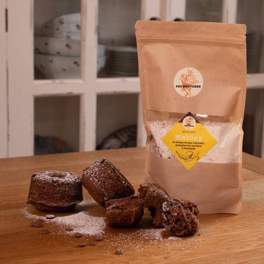 Muffins mit Zweierlei Schokolade Banane und Buchweizenmehl Backmischung