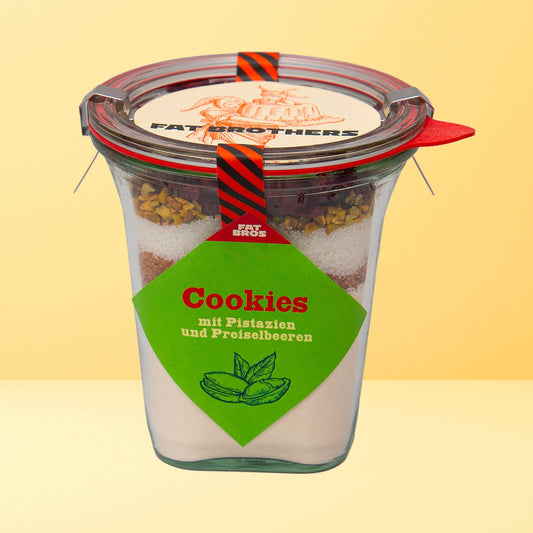 Cookies mit Pistazien und Preiselbeeren Backmischung im Weck-Glas