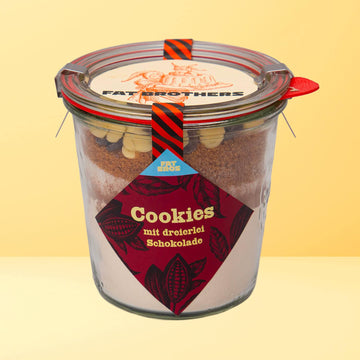 Cookies mit Dreierlei Schokolade Backmischung im Weck-Glas