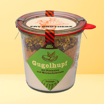 Gugelhupf mit Milchschokolade und Pistazien Backmischung im Weck-Glas