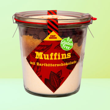 Glutenfreie Muffins mit Zartbitterschokolade Backmischung im Weck-Glas