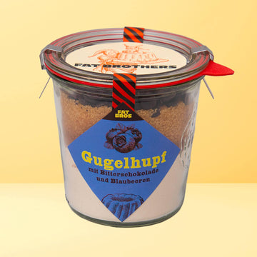 Gugelhupf mit Dunkler Schokolade und Blaubeeren Backmischung im Weck-Glas