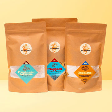 Nuß Leckereien für die Schule Lebkuchen Gugelhupf und Müsliriegel Backmischungen