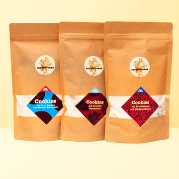 Lustiges Cookies Trio mit Schokolinsen Schokolade und Oreo Backmischungen