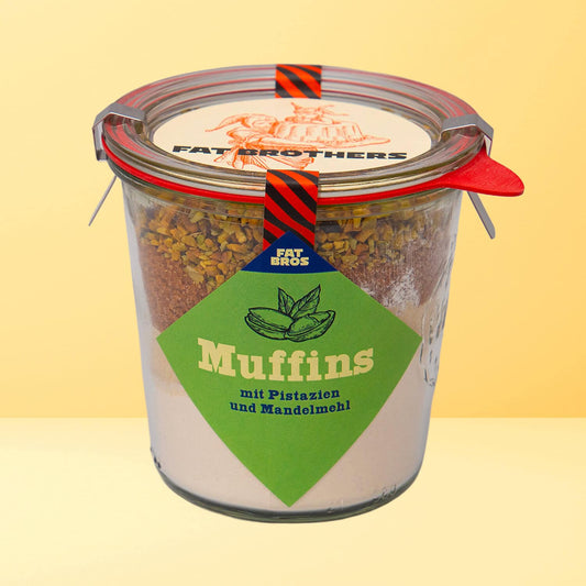 Muffins mit Mandelmehl und Pistazien Backmischung im Weck-Glas