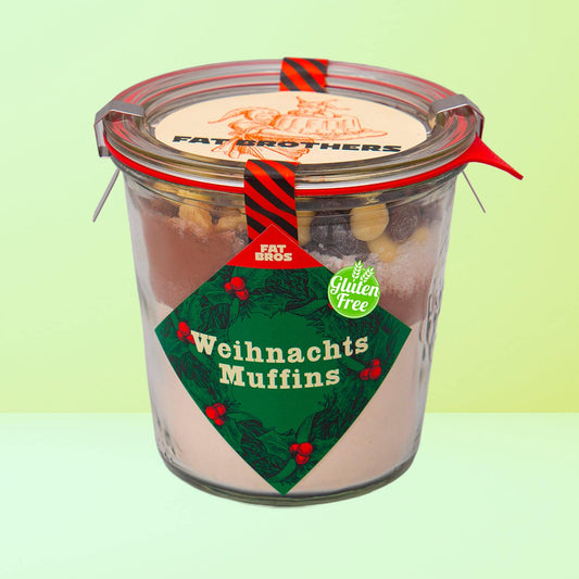 Glutenfreie Weinachtliche Muffins mit Dreierlei Schokolade Backmischung im Weck-Glas