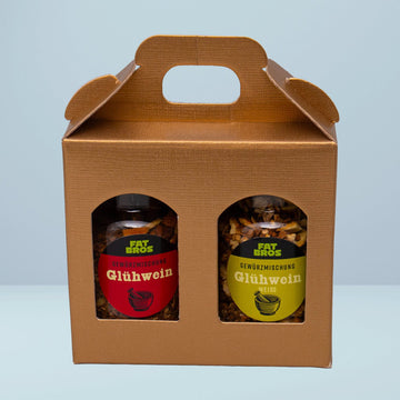 Winter Duo Gewürzmischungen für Weißen und Roten Glühwein in einer Goldenen Box