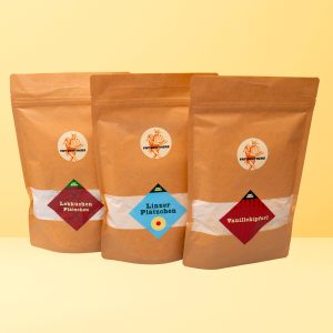 Weihnachtsset für Lebkuchen, Linzer Plätzchen und Vanillekipferl - Backmischungen